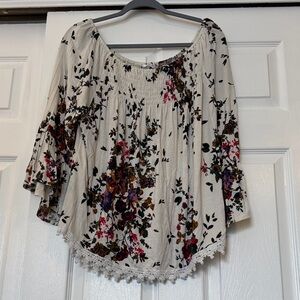Elegant Floral Print Off-Shoulder Blouse